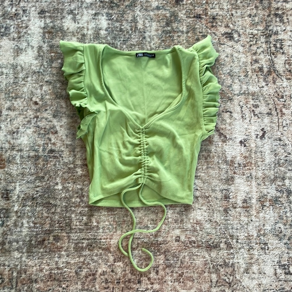 Green Zara crop top